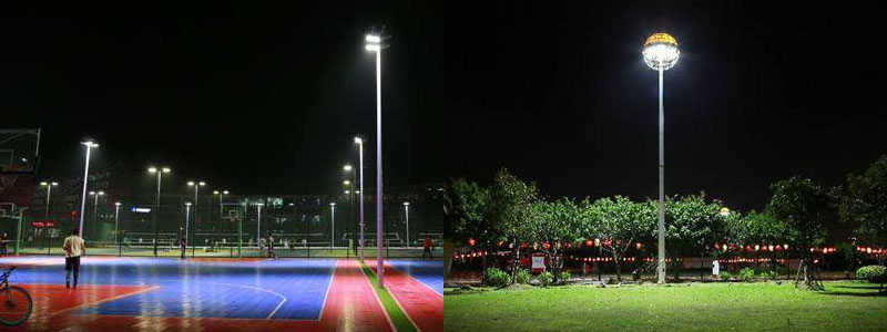 QDLED-F008-200W企鹅防眩LED泛光灯户外篮球场照明效果图