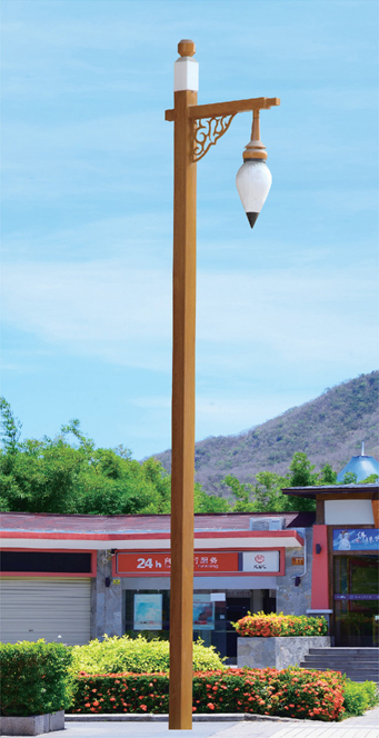 3米-4米木纹立柱毛笔头景观庭院灯图片