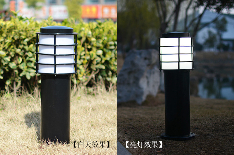 (QDCPD-YZ002)0.6米压铸铝60cm花园格子草坪灯白天关灯和夜间亮灯效果