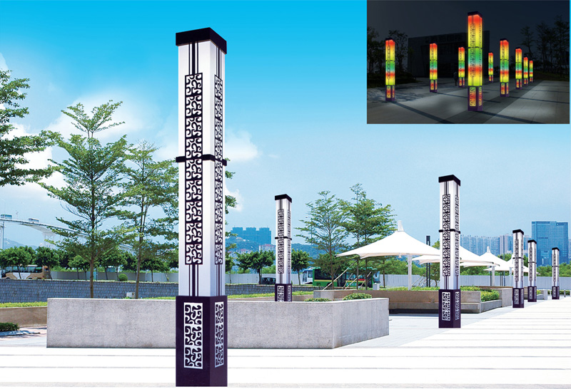 (QDJGD-BG7004)3米-5米内透光方柱广场景观灯效果图片