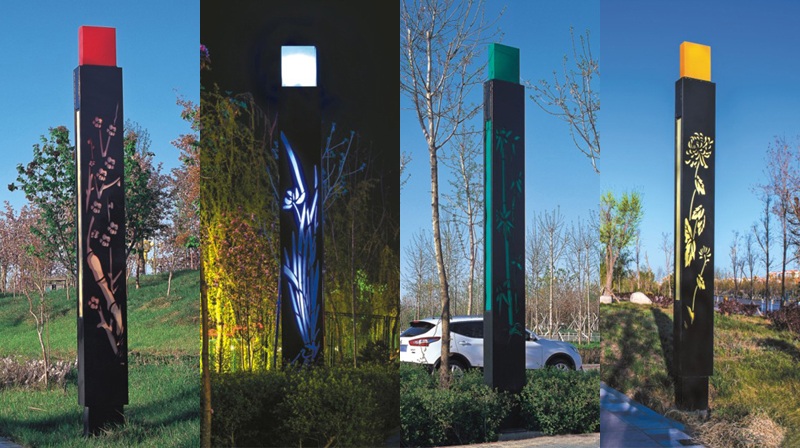 (QDJGDZ-003)公园梅兰竹菊景观灯柱效果图片