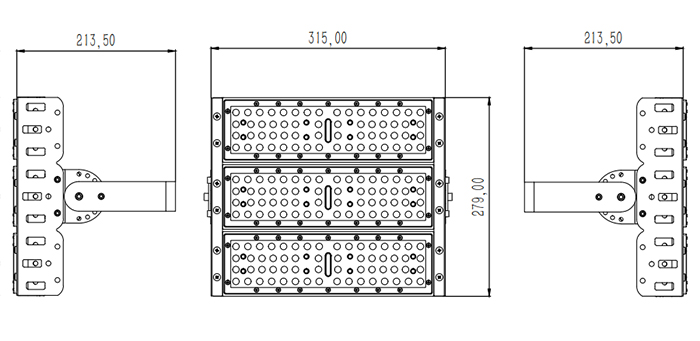 (QDLED-SD-150W)大功率LED模组投光灯规格尺寸图