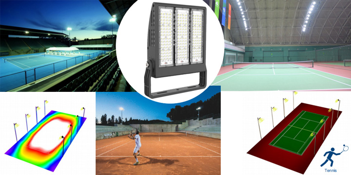 (QDLED-T023)专业大功率体育场馆照明LED投光灯网球场应用效果