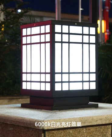 (QDZTD-015)新中式简约方形柱头灯/矮柱灯亮灯6000k白光效果