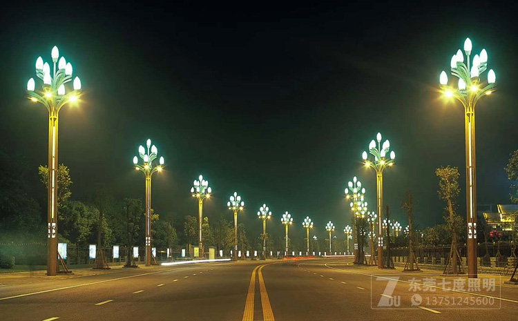 12米玉兰灯景观路灯道路照明安装效果