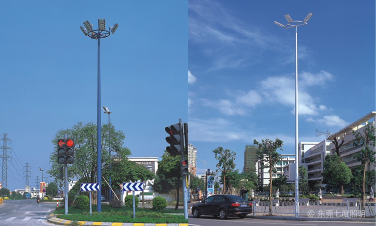 道路十字交叉路口中杆灯15米高上装LED模组投光灯效果