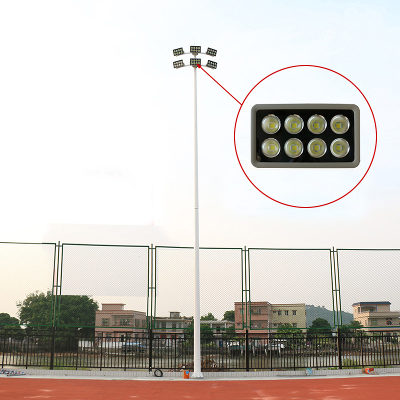 12米6x400W高杆足球场灯7人制足球场安装实拍效果