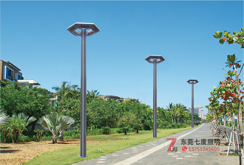 (QDTYD-017)园林景观现代六面发光铝型材LED庭院灯公园安装效果展示