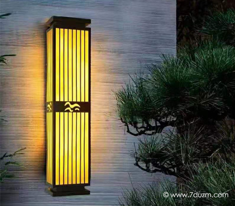 (QDQBD-YS021)别墅室外大门两侧简约中式墙壁灯安装亮灯实拍1