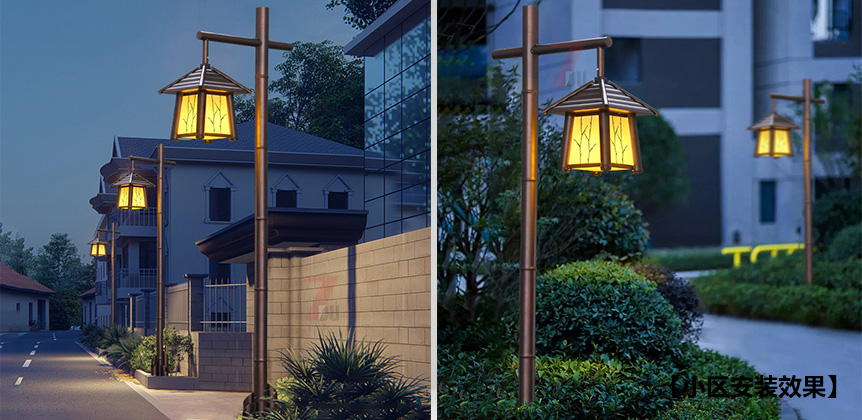 QDTYD-FG010特色仿古竹节园林庭院灯小区园林安装亮灯效果